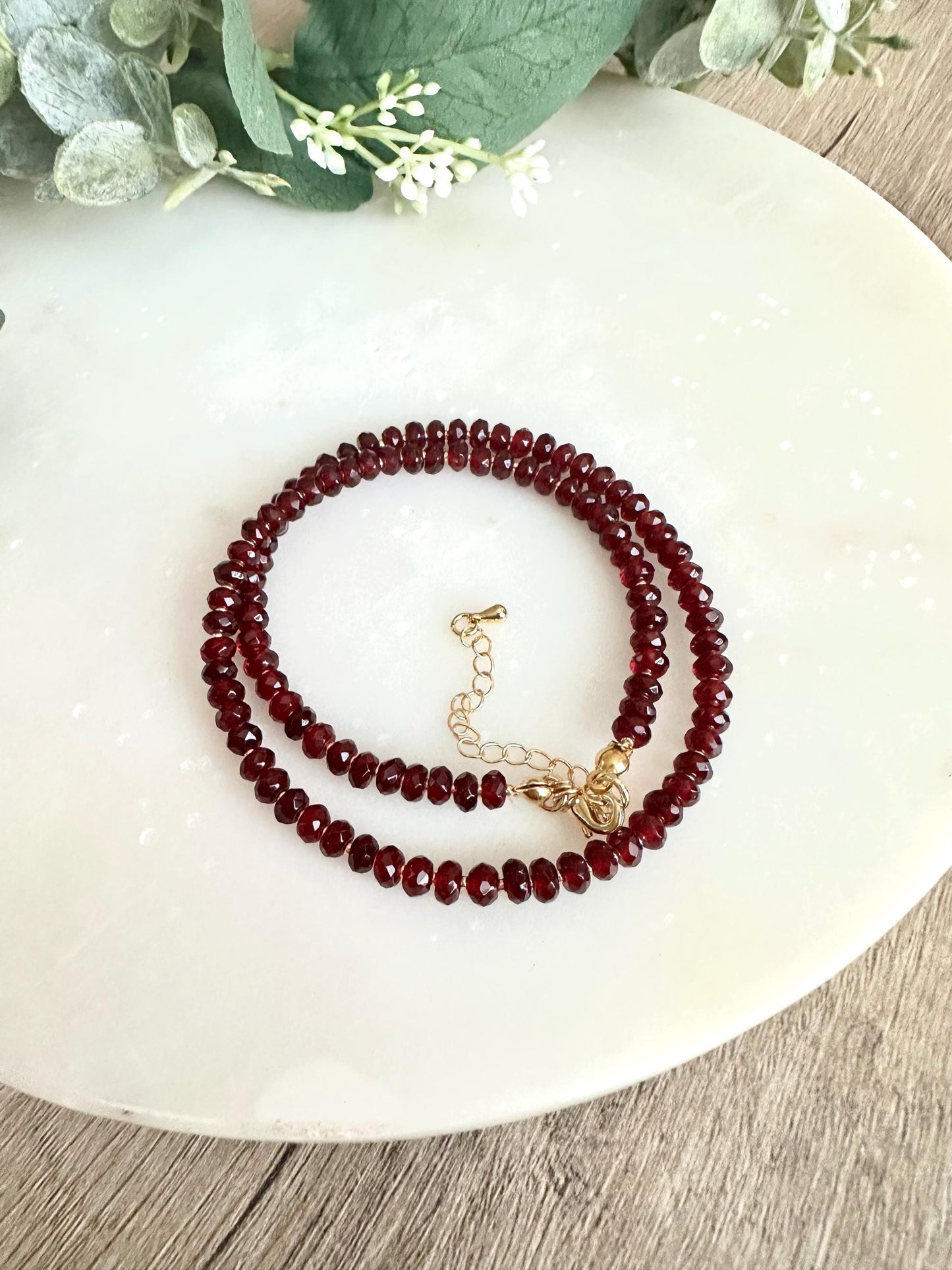 Ruby Quartz Beaded-Dainty Necklace- Necklace -Gift-Wedding-Bridesmaid