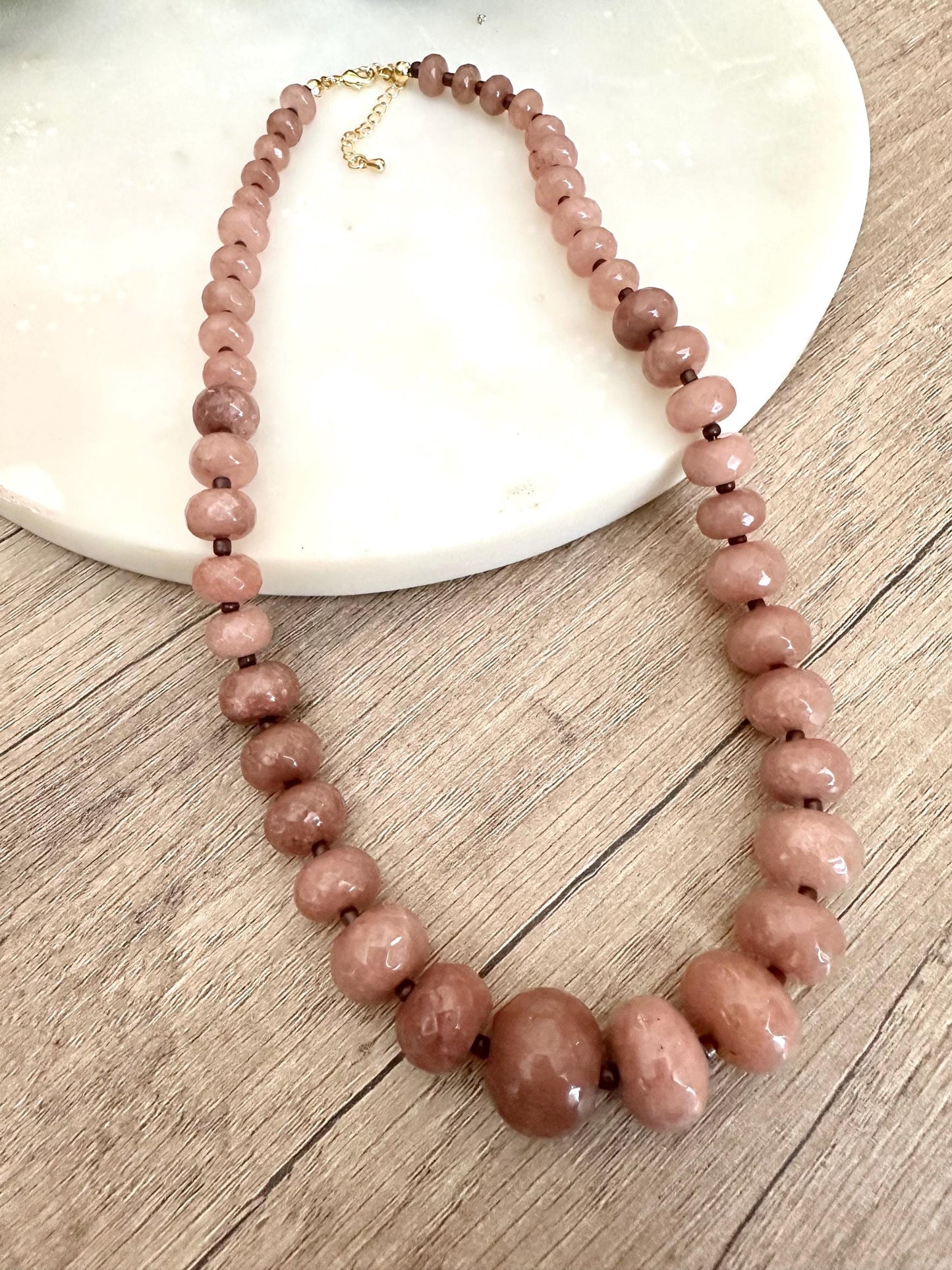 Light brown Graduated Beaded Necklace Chunky Necklaces -Gift necklace
