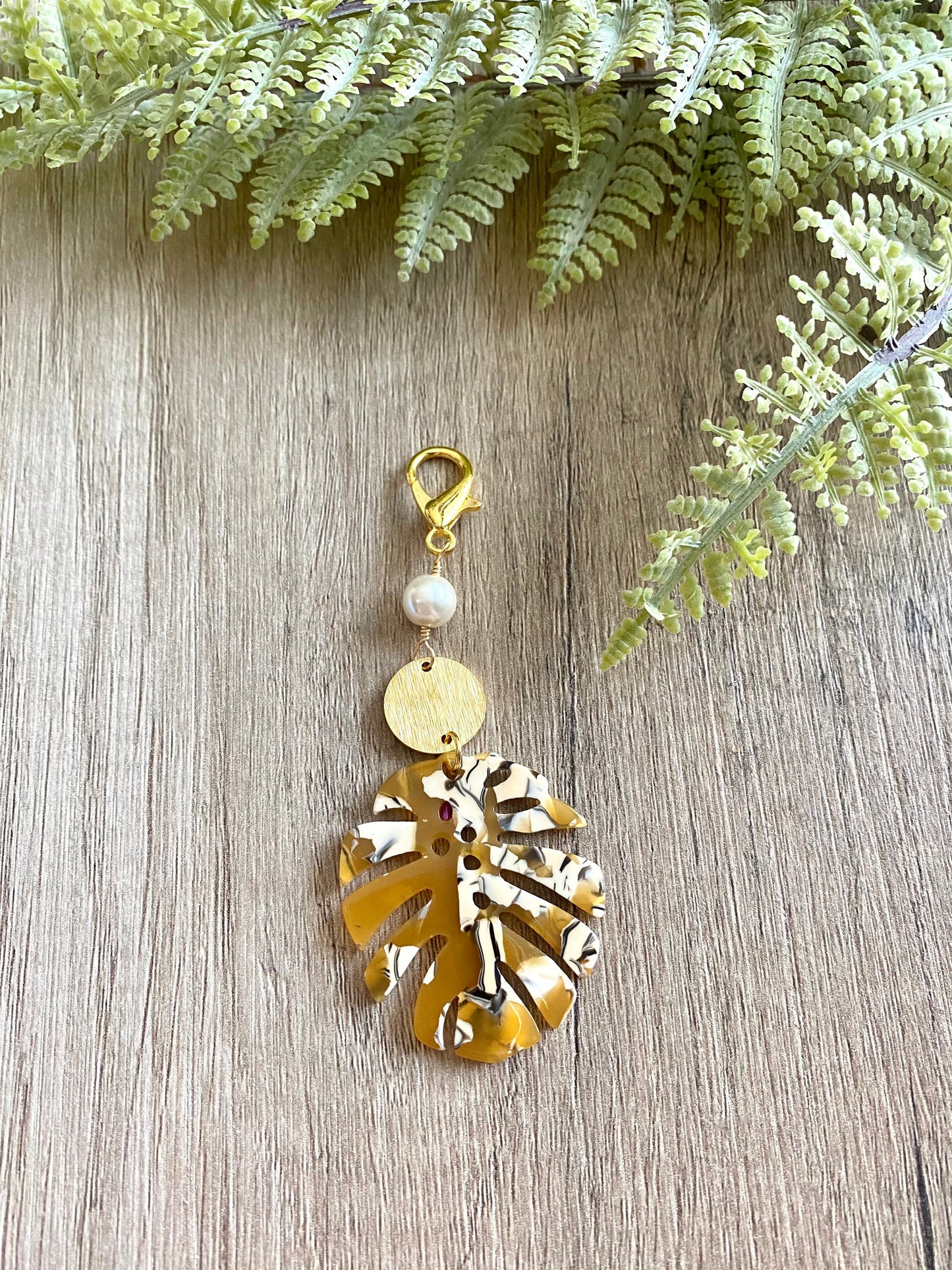 Mustard Tortoise Monstera Leaf Dangle Planner Charm-Gift Idea Midori Fauxdori kiki k Filofax