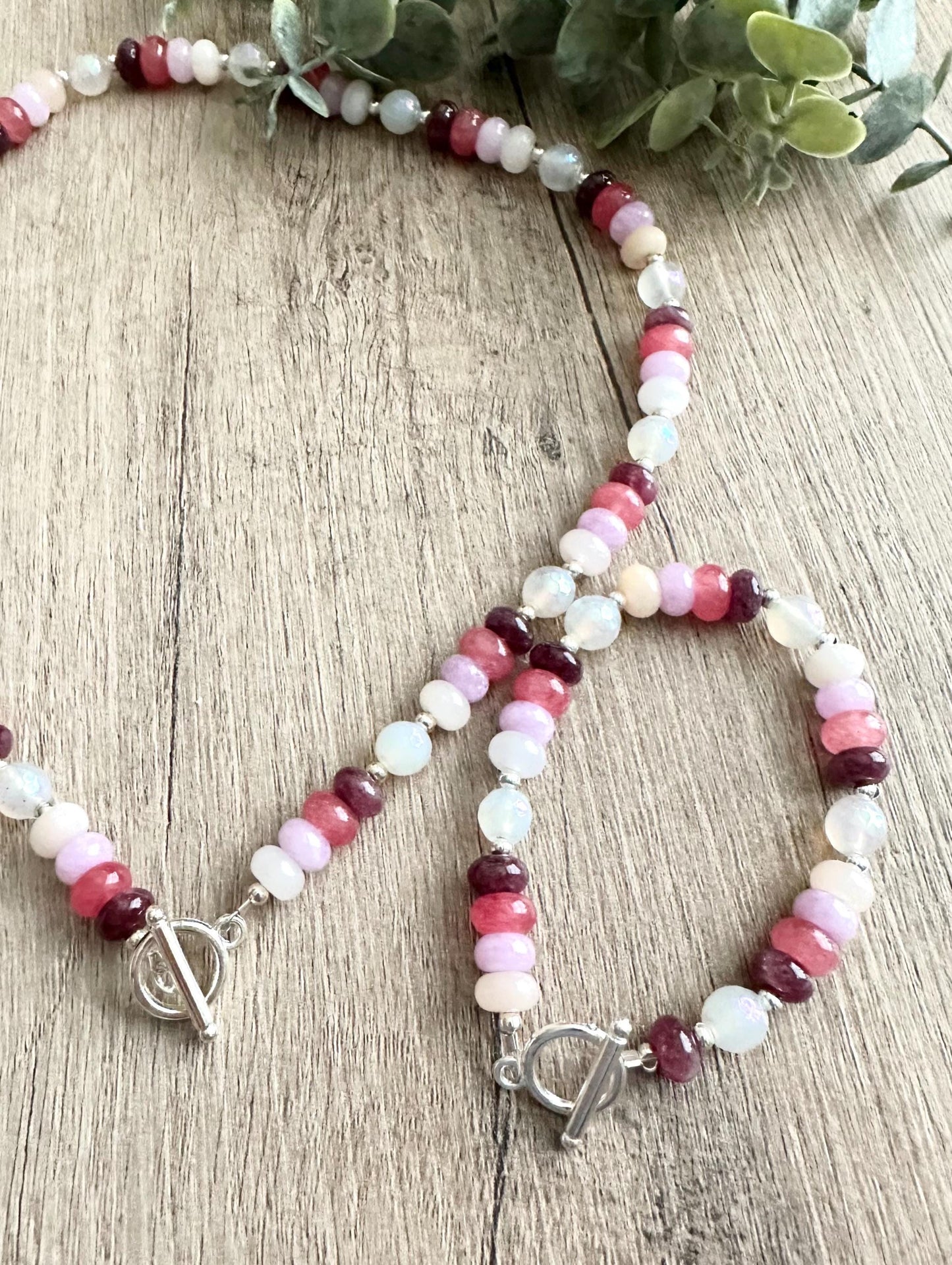 Multishade Pink Beads Necklace and Bracelet Set-Gift-Wedding-Bridesmaid