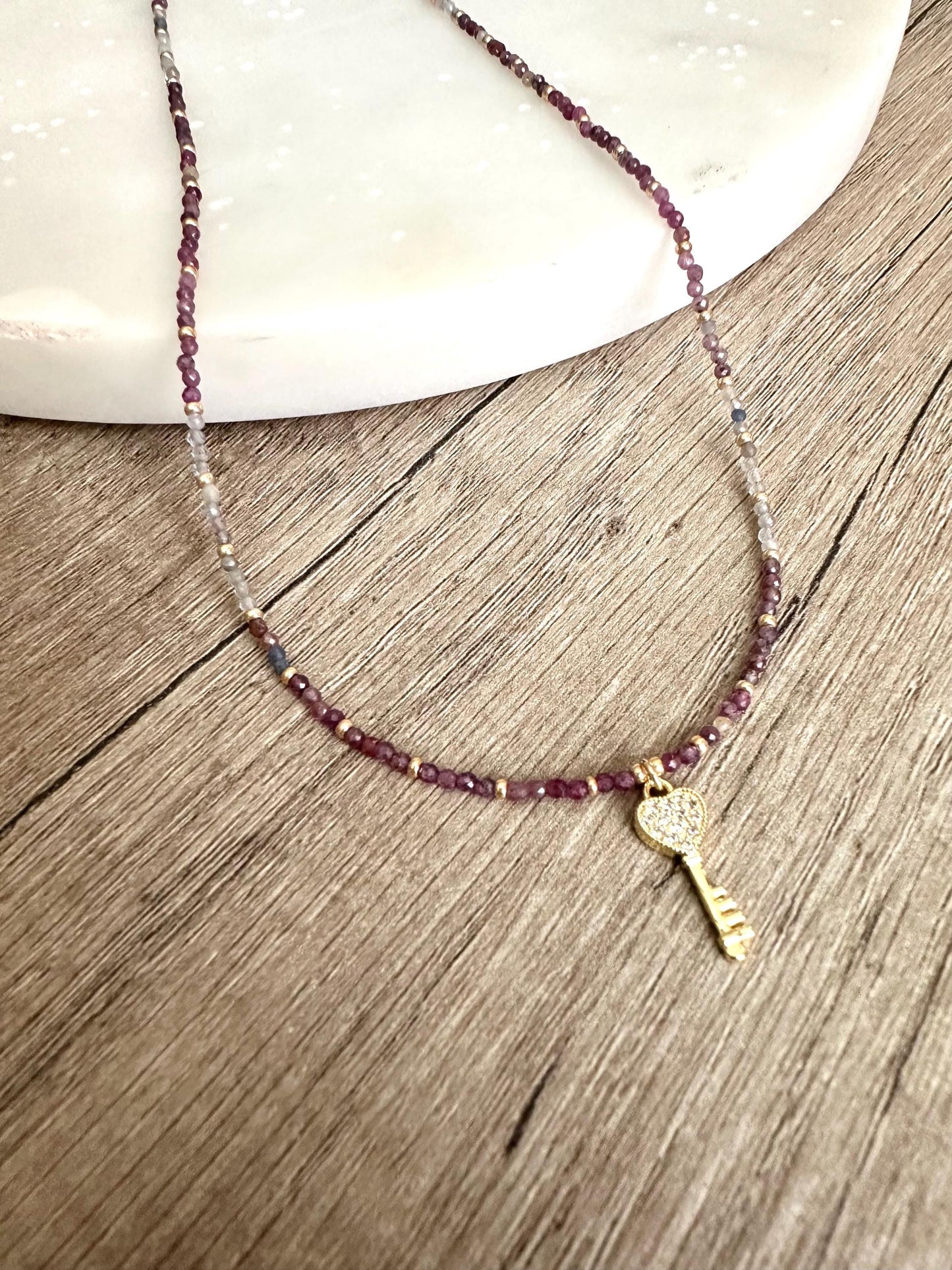 Key Ruby Beaded Necklace -Gift-Wedding-Bridesmaid