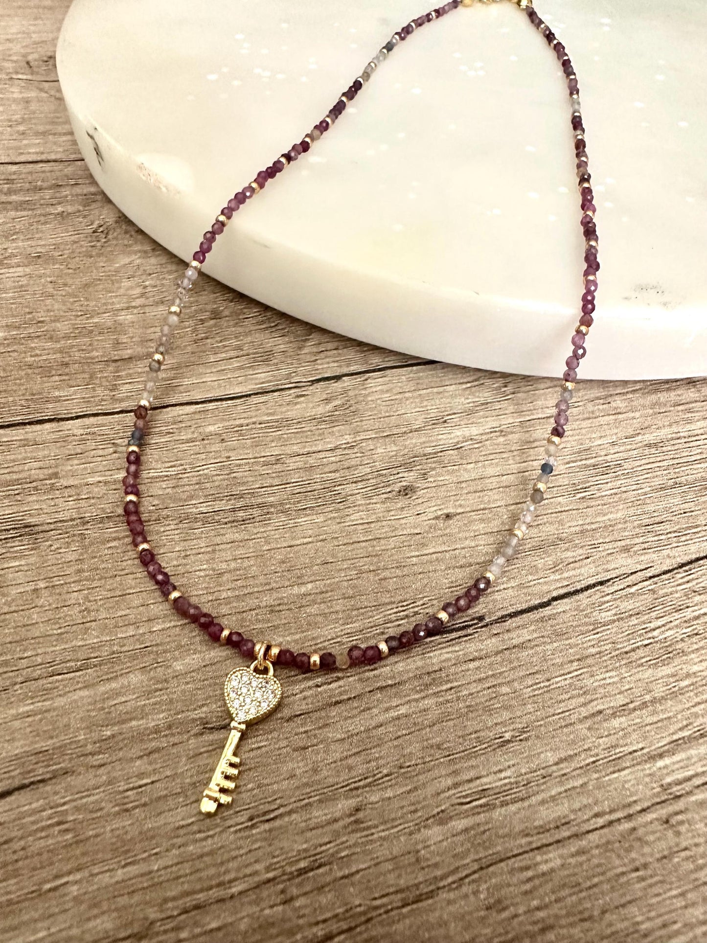 Key Ruby Beaded Necklace -Gift-Wedding-Bridesmaid