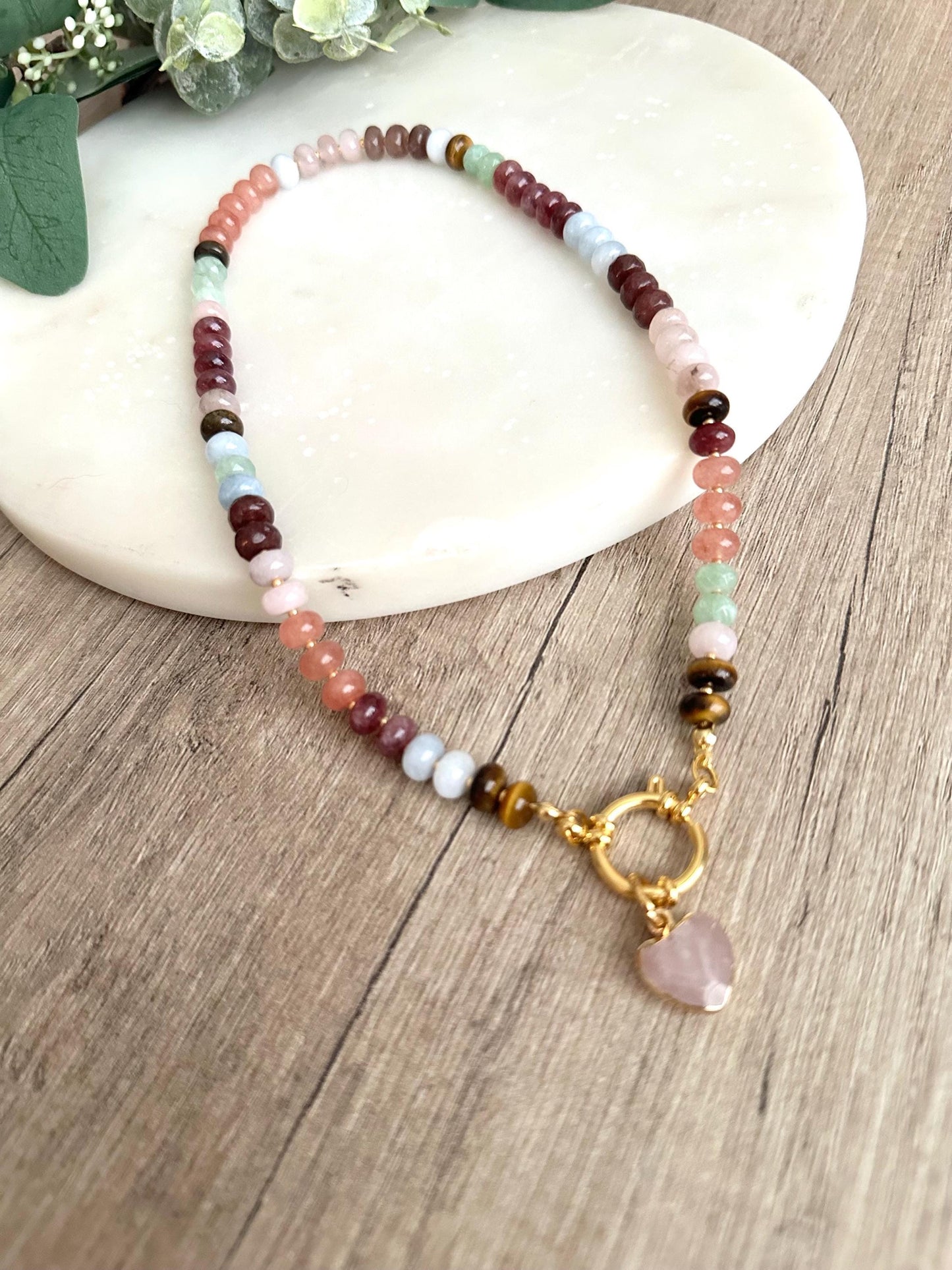 Fall Candy Multicolor Gemstone Beaded Necklace -Gift-Wedding-Bridesmaid