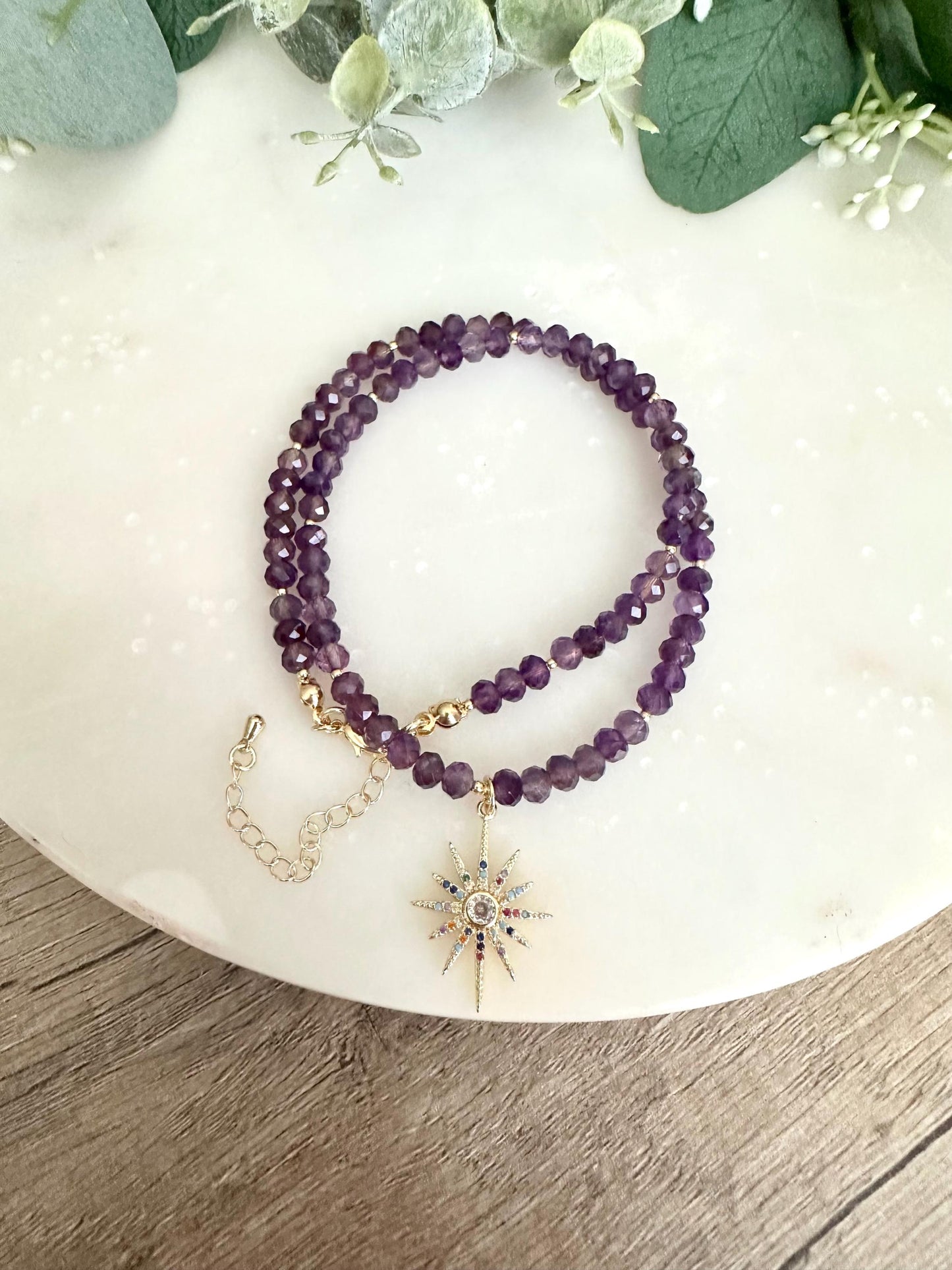 Purple Amethyst Beaded Necklace -Gift-Wedding-Bridesmaid
