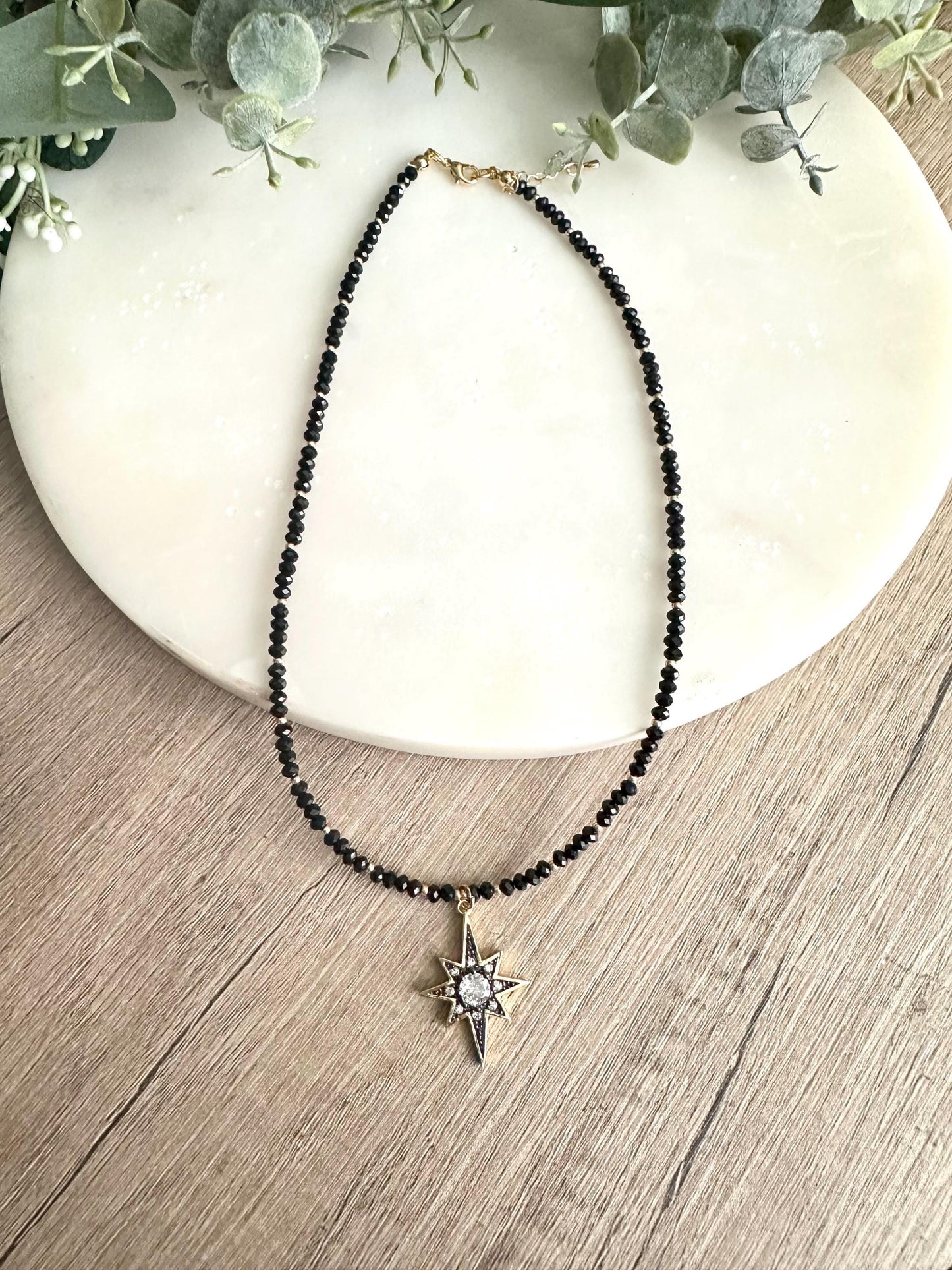 Starry Nights- Starlight Black Tourmaline Beaded Necklace -Gift-Wedding-Bridesmaid