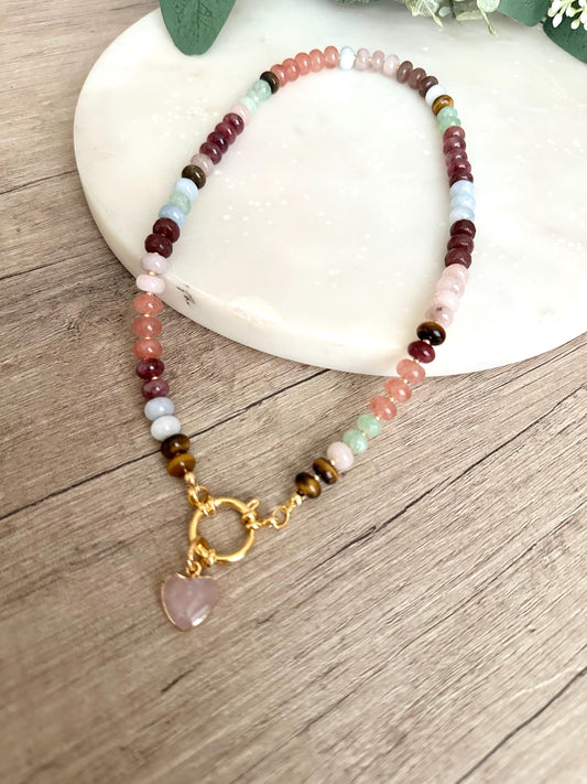Fall Candy Multicolor Gemstone Beaded Necklace -Gift-Wedding-Bridesmaid