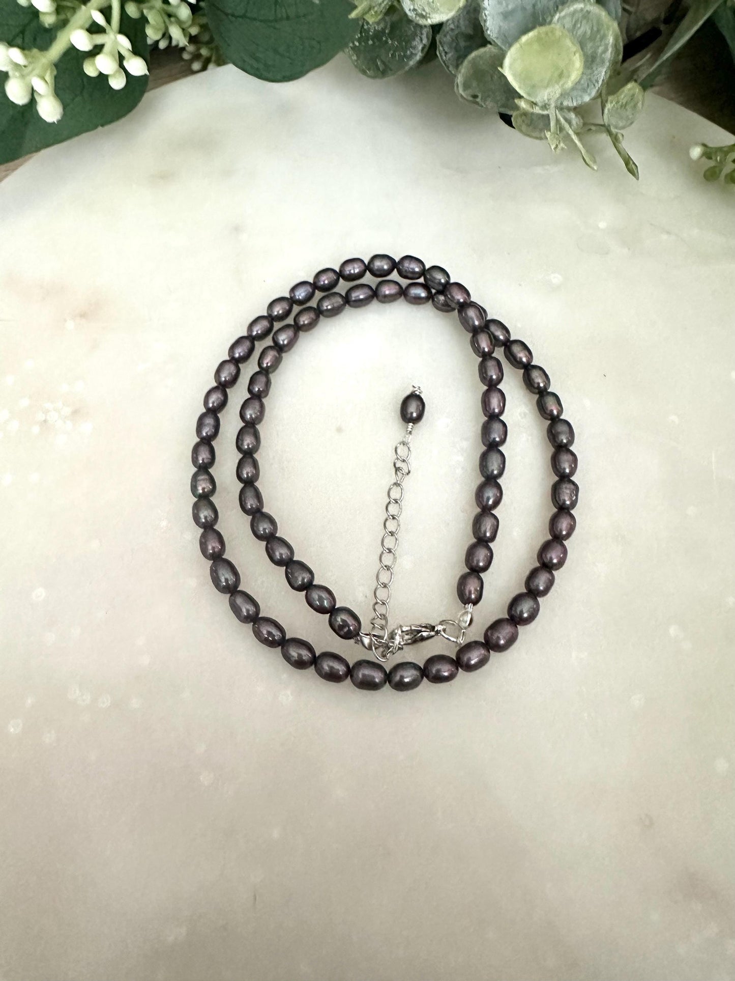 Peacock Gray Freshwater Pearl Beaded Necklace -Gift-Wedding-Bridesmaid
