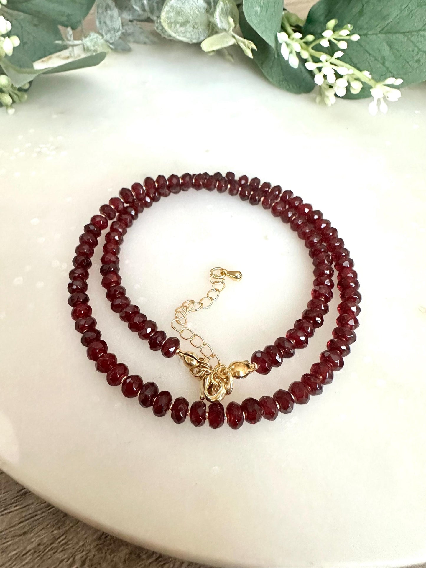Ruby Quartz Beaded-Dainty Necklace-  Necklace -Gift-Wedding-Bridesmaid