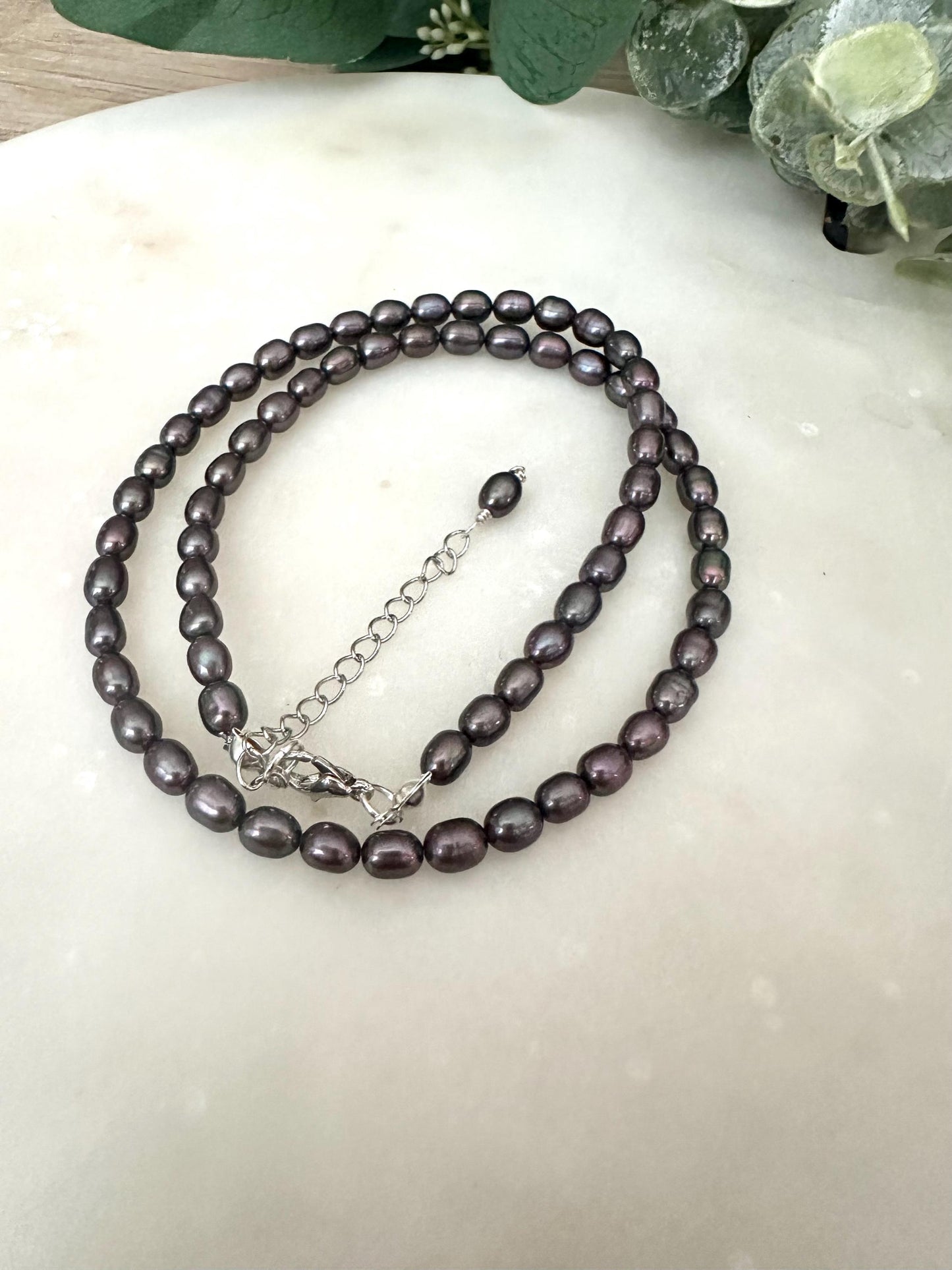 Peacock Gray Freshwater Pearl Beaded Necklace -Gift-Wedding-Bridesmaid