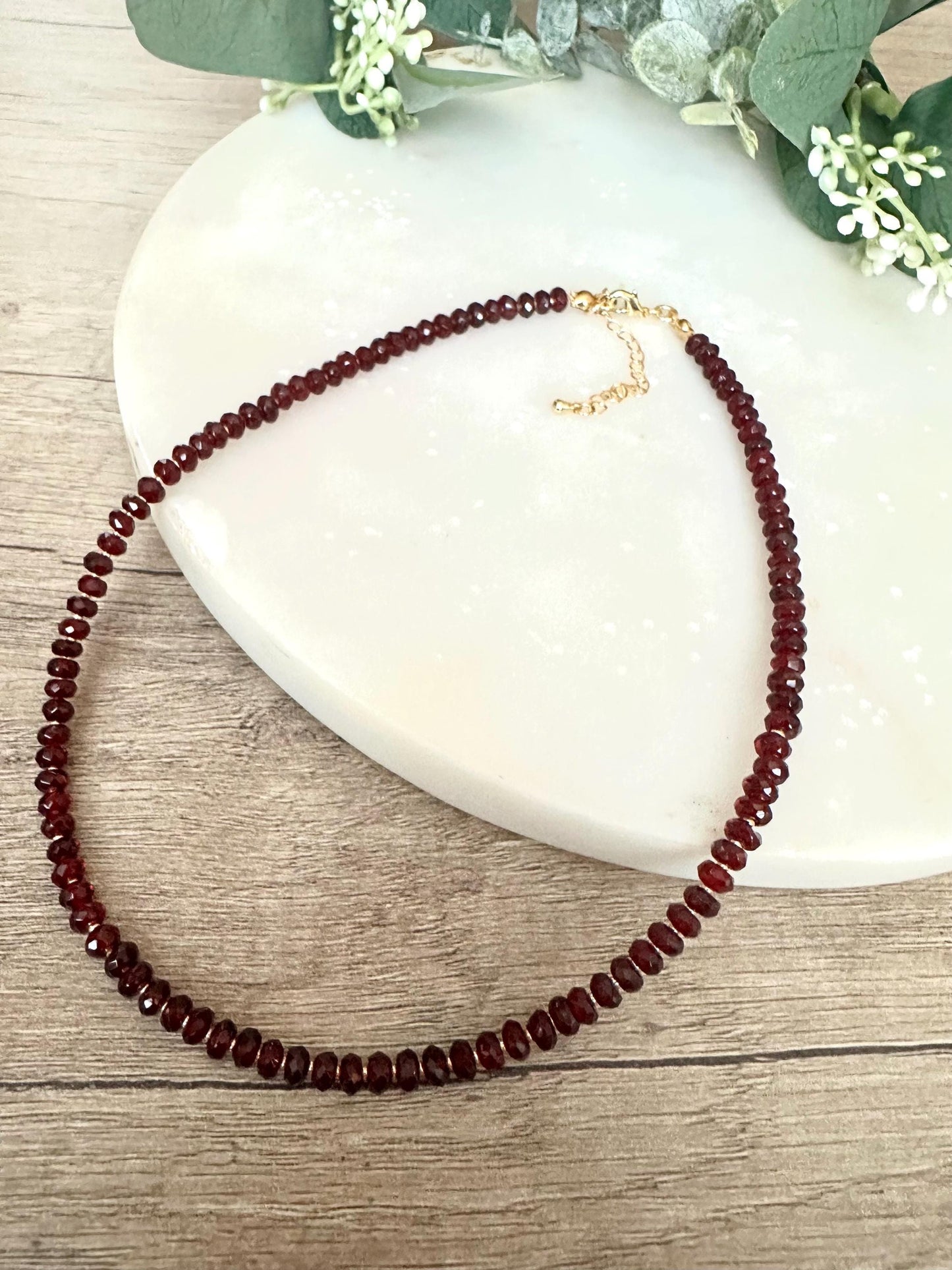 Ruby Quartz Beaded-Dainty Necklace-  Necklace -Gift-Wedding-Bridesmaid