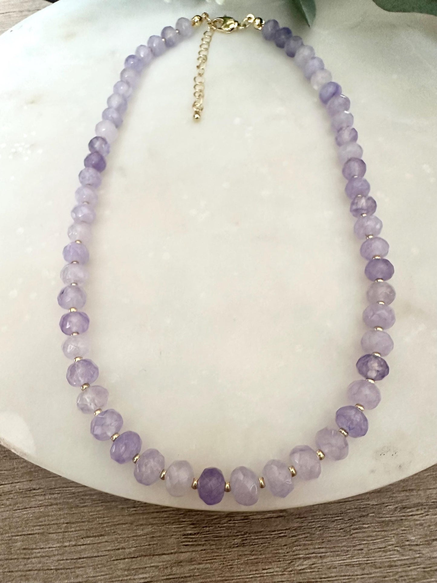 Light Purple Jade Beaded Necklace