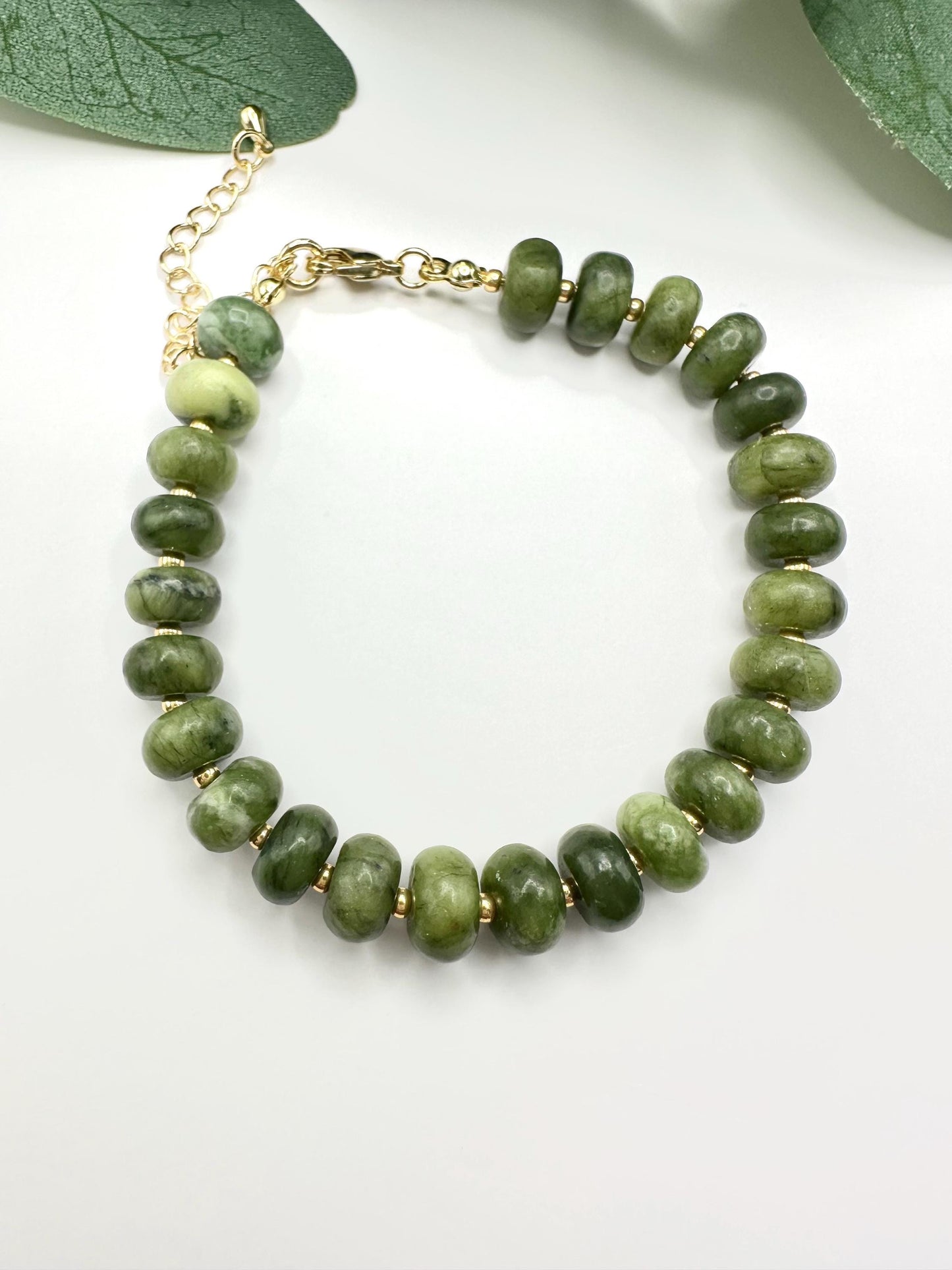 Olive Green Beaded Bracelet -Gifts for Her