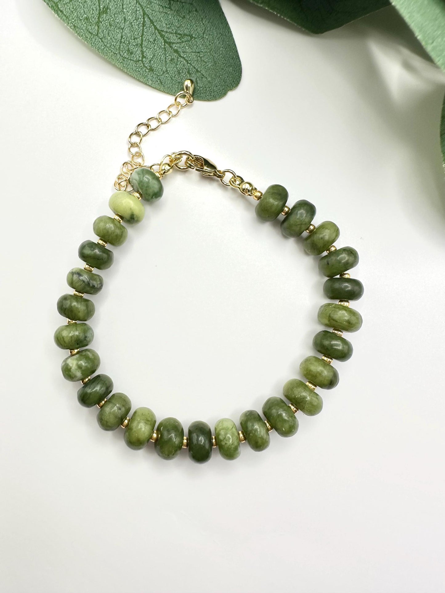 Olive Green Beaded Bracelet -Gifts for Her